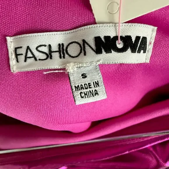 Metallic Maxi Dress‎ Strapless Bodycon Magenta Pink Tube Gown Womens S NWT Party - Picture 7 of 7